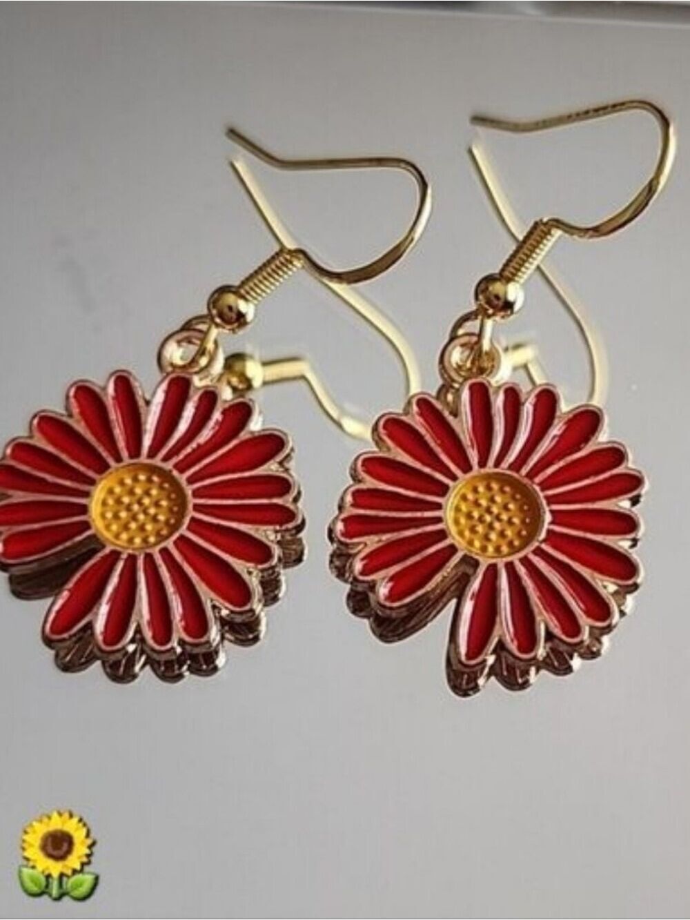 Earrings RED Daisy earrings🌻  925S With Quality Tibeten Charms